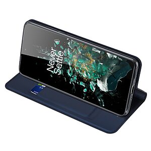 Θήκη OnePlus 10T 5G DUX DUCIS Skin Pro Series με βάση στήριξης, υποδοχή καρτών και μαγνητικό κούμπωμα Flip Wallet από συνθετικό δέρμα και TPU μπλε - Image 3