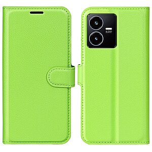 Θήκη Vivo Y22S / Υ35 OEM Litchi Skin  Leather με βάση στήριξης