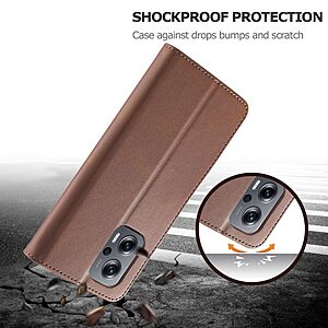 Θήκη Xiaomi Poco M5 LC.IMEEKE PU Leather Series με βάση στήριξης, υποδοχές καρτών και μαγνητικό κούμπωμα καφέ - Image 5