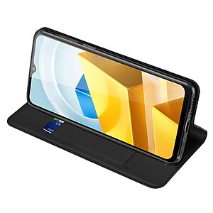 Θήκη Xiaomi Poco M5 DUX DUCIS Skin Pro Series με βάση στήριξης, υποδοχή καρτών και μαγνητικό κούμπωμα Flip Wallet από συνθετικό δέρμα και TPU μαύρο - Image 3