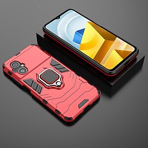 Θήκη Xiaomi Poco M5 Mad Mask Πλάτη Thin Armor με Μαγνητικό δαχτυλίδι και Βάση στήριξης TPU κόκκινο - Image 3