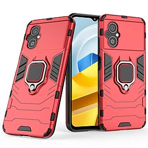 Θήκη Xiaomi Poco M5 Mad Mask Πλάτη Thin Armor με Μαγνητικό δαχτυλίδι και Βάση στήριξης TPU κόκκινο - Image 4