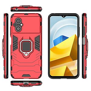 Θήκη Xiaomi Poco M5 Mad Mask Πλάτη Thin Armor με Μαγνητικό δαχτυλίδι και Βάση στήριξης TPU κόκκινο - Image 5