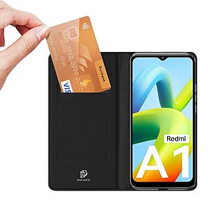 υποδοχή καρτών και μαγνητικό κούμπωμα Flip Wallet από συνθετικό δέρμα και TPU μαύρο