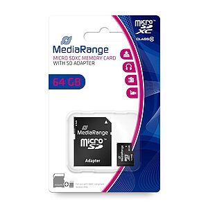 Κάρτα Μνήμης MediaRange Micro SDXC Class 10 With SD Adaptor 64 GB (eXtended Capacity)