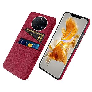 Θήκη Huawei Mate 50 Pro OEM Πλάτη υφασμάτινη με υποδοχές καρτών και αντικραδασμικό Premium TPU κόκκινο