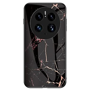 Θήκη Huawei Mate 50 Pro OEM σχέδιο Marble με Πλάτη Tempered Glass TPU μαύρο / χρυσό