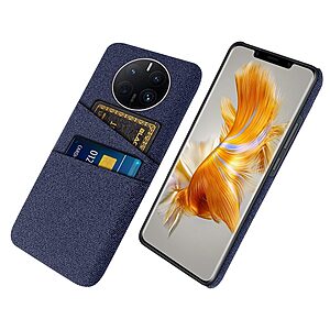 Θήκη Huawei Mate 50 Pro OEM Πλάτη υφασμάτινη με υποδοχές καρτών και αντικραδασμικό Premium TPU μπλε