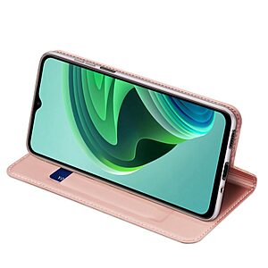 Θήκη Xiaomi Redmi 10 5G DUX DUCIS Skin Pro Series με βάση στήριξης, υποδοχή καρτών και μαγνητικό κούμπωμα Flip Wallet από συνθετικό δέρμα και TPU ροζ - Image 3