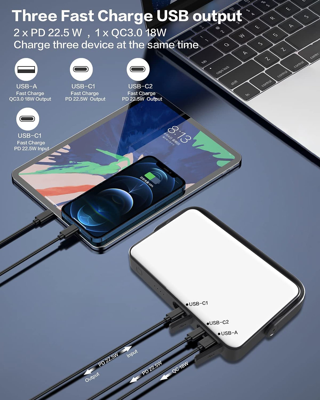 Yeematop Power Bank και ισχυρός φακός με ηλιακή φόρτιση Solar Power 20000mAh