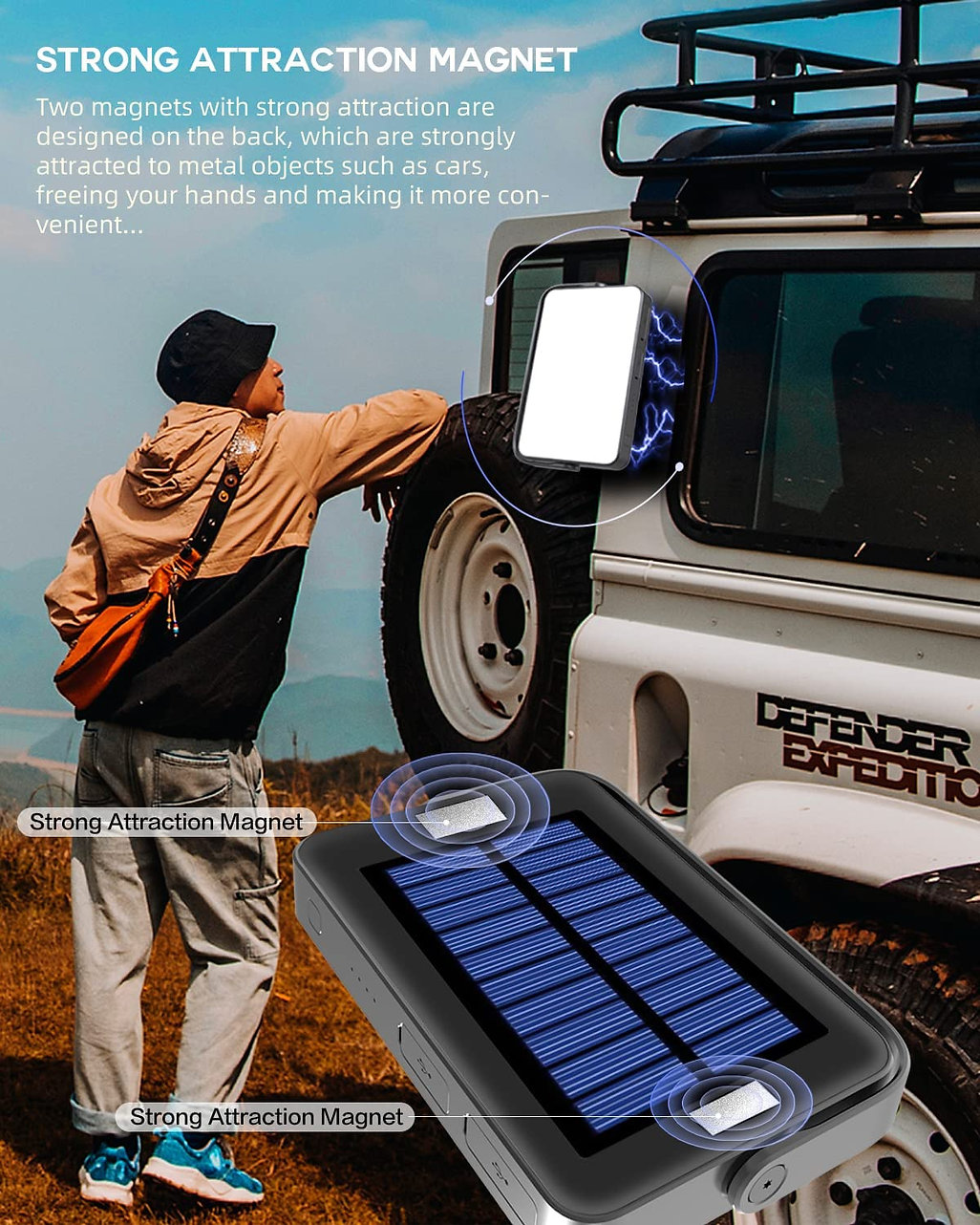 Yeematop Power Bank και ισχυρός φακός με ηλιακή φόρτιση Solar Power 20000mAh - Image 7