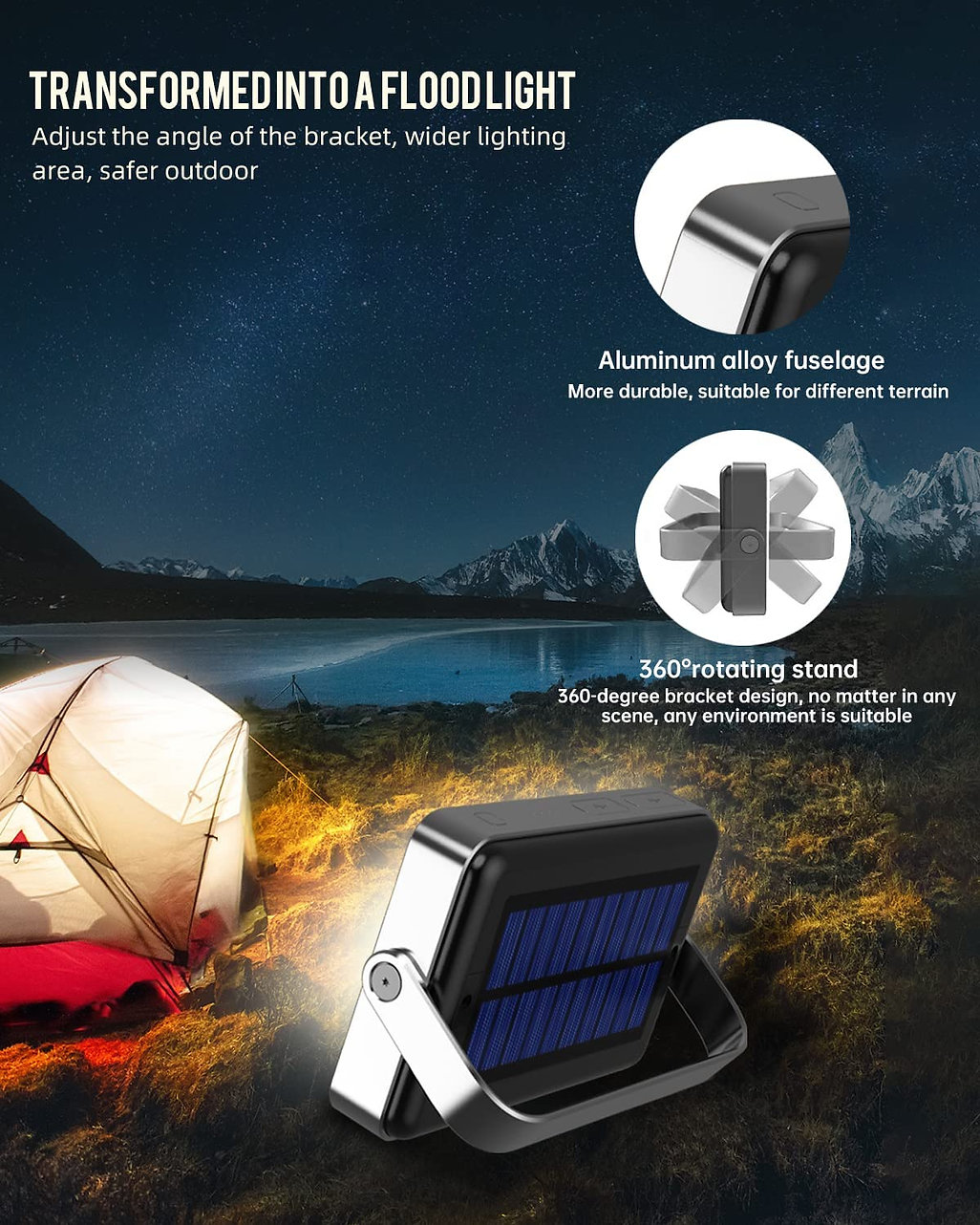 Yeematop Power Bank και ισχυρός φακός με ηλιακή φόρτιση Solar Power 20000mAh