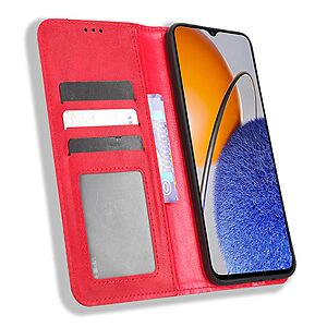 υποδοχή καρτών και μαγνητικό κούμπωμα Flip Wallet από συνθετικό δέρμα και TPU κόκκινο