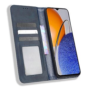 υποδοχή καρτών και μαγνητικό κούμπωμα Flip Wallet από συνθετικό δέρμα και TPU μπλε