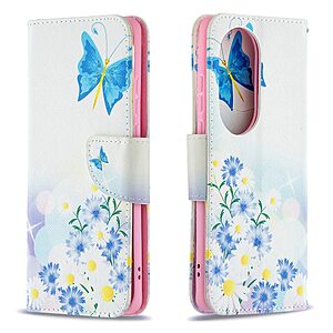 Θήκη Huawei P50 Pro OEM Blue Butterfly & Flowers με βάση στήριξης