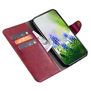 υποδοχή καρτών και μαγνητικό κούμπωμα Flip Wallet από συνθετικό δέρμα και εσωτερικό TPU κόκκινο