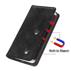 Θήκη TCL 405 / 406 / 408 IDEWEI PU Foldable Series v2 με βάση στήριξης, υποδοχή καρτών και μαγνητικό κούμπωμα Flip Wallet από συνθετικό δέρμα και εσωτερικό TPU μαύρο - Image 5