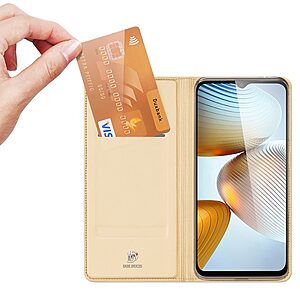 υποδοχή καρτών και μαγνητικό κούμπωμα Flip Wallet από συνθετικό δέρμα και TPU χρυσό