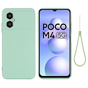 Θήκη Xiaomi Poco M4 5G OEM Soft Liquid Silicone Πλάτη σιλικόνης με κορδόνι πράσινο