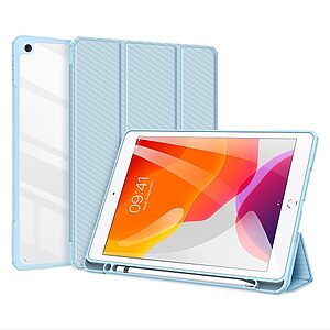 Θήκη Dux Ducis Toby Series Tri-Fold Flip Cover για iPad (2019/2020/2021) 10.2" με ειδική θέση για πενάκι και διάφανη ενισχυμένη πλάτη σε χρώμα γαλάζιο