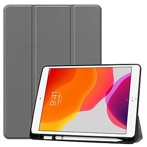 Θήκη Tri-Fold Flip Cover για iPad (2019/2020/2021) 10.2" από TPU και ενισχυμένη εσωτερική πλάτη σε χρώμα γκρι