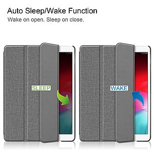 Θήκη Tri-Fold Flip Cover με υφασμάτινη επένδυση για iPad (2019/2020/2021) 10.2" και ειδική θέση για πενάκι σε χρώμα γκρι - Image 2