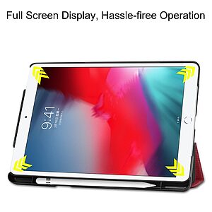 Θήκη Tri-Fold Flip Cover με υφασμάτινη επένδυση για iPad (2019/2020/2021) 10.2" και ειδική θέση για πενάκι σε χρώμα κόκκινο σκούρο - Image 4