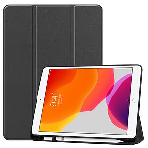 Θήκη Tri-Fold Flip Cover για iPad (2019/2020/2021) 10.2" από TPU και ενισχυμένη εσωτερική πλάτη σε χρώμα μαύρο