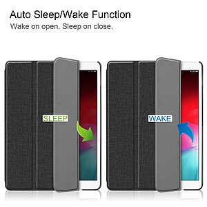 Θήκη Tri-Fold Flip Cover με υφασμάτινη επένδυση για iPad (2019/2020/2021) 10.2" και ειδική θέση για πενάκι σε χρώμα μαύρο - Image 2