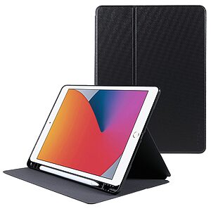 Θήκη X-LEVEL KEVLAR Series Flip Cover για iPad (2019/2020/2021) 10.2" / iPad Pro (2017) / iPad Air (2019) 10.5" με ειδική θέση για πενάκι από TPU και ενισχυμένη εσωτερική πλάτη σε χρώμα μαύρο
