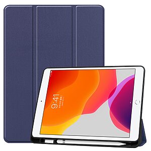 Θήκη Tri-Fold Flip Cover για iPad (2019/2020/2021) 10.2" από TPU και ενισχυμένη εσωτερική πλάτη σε χρώμα μπλε σκούρο