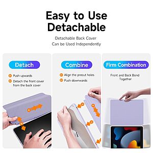 Θήκη Dux Ducis Magi Series Tri-Fold Flip Cover για iPad (2019/2020/2021) 10.2" με πολλαπλές θέσεις στήριξης, ειδική θέση για πενάκι και διάφανη ενισχυμένη πλάτη σε χρώμα μωβ - Image 3