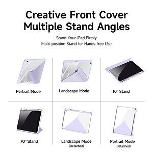 Θήκη Dux Ducis Magi Series Tri-Fold Flip Cover για iPad (2019/2020/2021) 10.2" με πολλαπλές θέσεις στήριξης, ειδική θέση για πενάκι και διάφανη ενισχυμένη πλάτη σε χρώμα μωβ - Image 4