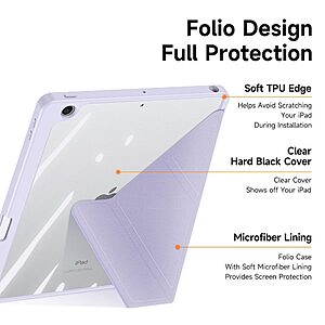 Θήκη Dux Ducis Magi Series Tri-Fold Flip Cover για iPad (2019/2020/2021) 10.2" με πολλαπλές θέσεις στήριξης, ειδική θέση για πενάκι και διάφανη ενισχυμένη πλάτη σε χρώμα μωβ - Image 5