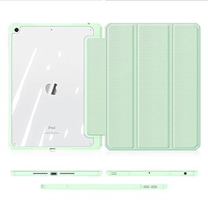 Θήκη Dux Ducis Toby Series Tri-Fold Flip Cover για iPad (2019/2020/2021) 10.2" με ειδική θέση για πενάκι και διάφανη ενισχυμένη πλάτη σε χρώμα πράσινο ανοιχτό - Image 3