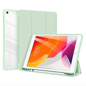 Θήκη Dux Ducis Toby Series Tri-Fold Flip Cover για iPad (2019/2020/2021) 10.2" με ειδική θέση για πενάκι και διάφανη ενισχυμένη πλάτη σε χρώμα πράσινο ανοιχτό