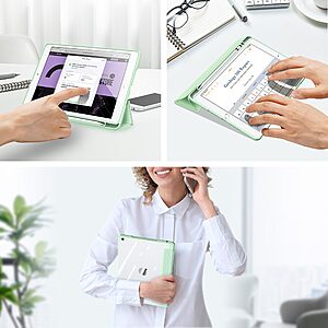 Θήκη Dux Ducis Toby Series Tri-Fold Flip Cover για iPad (2019/2020/2021) 10.2" με ειδική θέση για πενάκι και διάφανη ενισχυμένη πλάτη σε χρώμα πράσινο ανοιχτό - Image 4