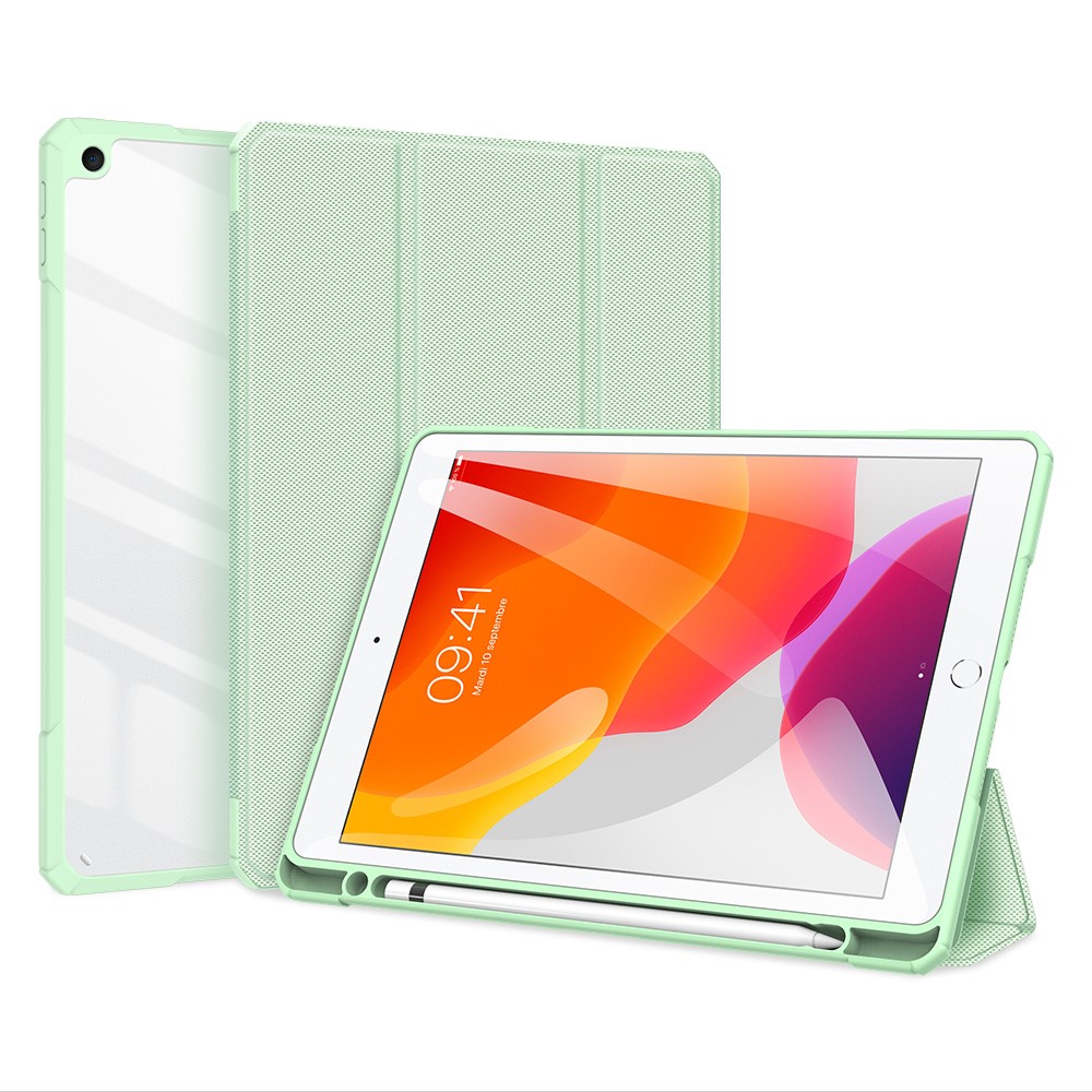 Θήκη Dux Ducis Toby Series Tri-Fold Flip Cover για iPad (2019/2020/2021) 10.2" με ειδική θέση για πενάκι και διάφανη ενισχυμένη πλάτη σε χρώμα πράσινο ανοιχτό Θήκη Dux Ducis Toby Series Tri-Fold Flip Cover για iPad (2019/2020/2021) 10.2" με ειδική θέση για πενάκι και διάφανη ενισχυμένη πλάτη σε χρώμα πράσινο ανοιχτό