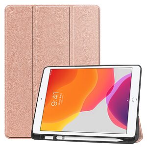 Θήκη Tri-Fold Flip Cover για iPad (2019/2020/2021) 10.2" από TPU και ενισχυμένη εσωτερική πλάτη σε χρώμα ροζ χρυσό
