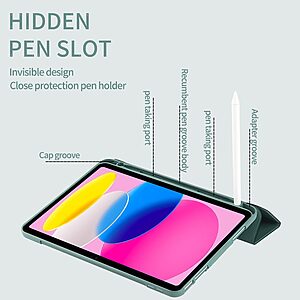 Θήκη Tri-Fold Flip Cover για iPad (2022) 10.9" / iPad 11" (2025) από TPU και ενισχυμένη εσωτερική μαγνητική πλάτη σε χρώμα γκρι - Image 2