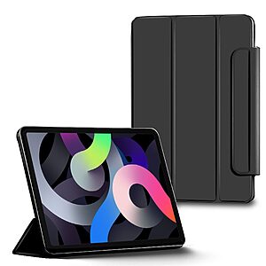 Θήκη Tri-Fold Flip Cover για iPad Air (2020/2022) 10.9" με ειδική υποδοχή για πενάκι και ενισχυμένο κούμπωμα σε χρώμα μαύρο
