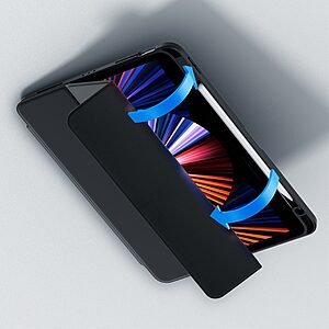 Θήκη BENKS Leather Series Tri-Fold Flip Cover για iPad Air (2020/2022) 10.9" από TPU και μαγνητική αποσπώμενη πλάτη από αυθεντικό δέρμα σε χρώμα μαύρο - Image 2