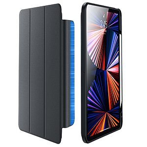 Θήκη BENKS Leather Series Tri-Fold Flip Cover για iPad Air (2020/2022) 10.9" από TPU και μαγνητική αποσπώμενη πλάτη από αυθεντικό δέρμα σε χρώμα μαύρο