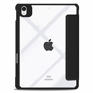 Θήκη Tri-Fold Flip Cover για iPad Air (2020/2022) 10.9" με ειδική θέση για πενάκι και διάφανη ενισχυμένη πλάτη σε χρώμα μαύρο - Image 3
