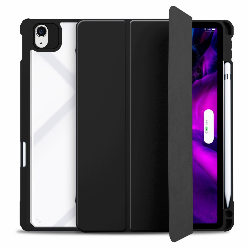 Θήκη Tri-Fold Flip Cover για iPad Air (2020/2022) 10.9" με ειδική θέση για πενάκι και διάφανη ενισχυμένη πλάτη σε χρώμα μαύρο Θήκη Tri-Fold Flip Cover για iPad Air (2020/2022) 10.9" με ειδική θέση για πενάκι και διάφανη ενισχυμένη πλάτη σε χρώμα μαύρο