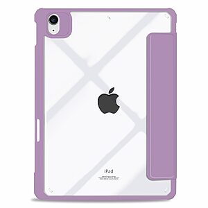 Θήκη Tri-Fold Flip Cover για iPad Air (2020/2022) 10.9" με ειδική θέση για πενάκι και διάφανη ενισχυμένη πλάτη σε χρώμα μωβ - Image 3
