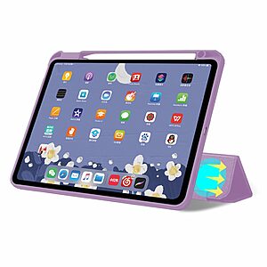 Θήκη Tri-Fold Flip Cover για iPad Air (2020/2022) 10.9" με ειδική θέση για πενάκι και διάφανη ενισχυμένη πλάτη σε χρώμα μωβ - Image 4