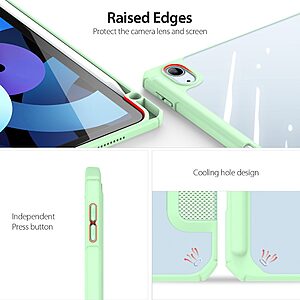 Θήκη Dux Ducis Toby Series Tri-Fold Flip Cover για iPad Air (2020/2022) 10.9" με ειδική θέση για πενάκι και διάφανη ενισχυμένη πλάτη σε χρώμα πράσινο ανοιχτό - Image 2