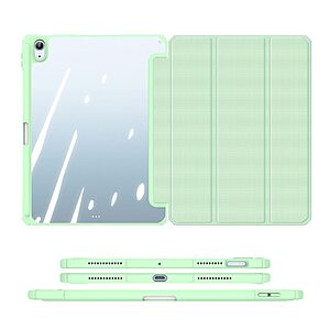 Θήκη Dux Ducis Toby Series Tri-Fold Flip Cover για iPad Air (2020/2022) 10.9" με ειδική θέση για πενάκι και διάφανη ενισχυμένη πλάτη σε χρώμα πράσινο ανοιχτό - Image 3