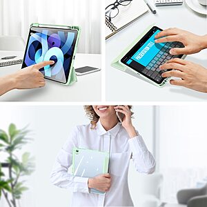 Θήκη Dux Ducis Toby Series Tri-Fold Flip Cover για iPad Air (2020/2022) 10.9" με ειδική θέση για πενάκι και διάφανη ενισχυμένη πλάτη σε χρώμα πράσινο ανοιχτό - Image 4